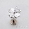 CLOVER HEART CZ STUD THREADLESS (PUSH IN) 316L SURGICAL STEEL LABRET SET